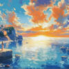 Custom 3D Textured Beach Sailboat Canvas Painting: Blue Minimalist Ocean Art for Living Rooms