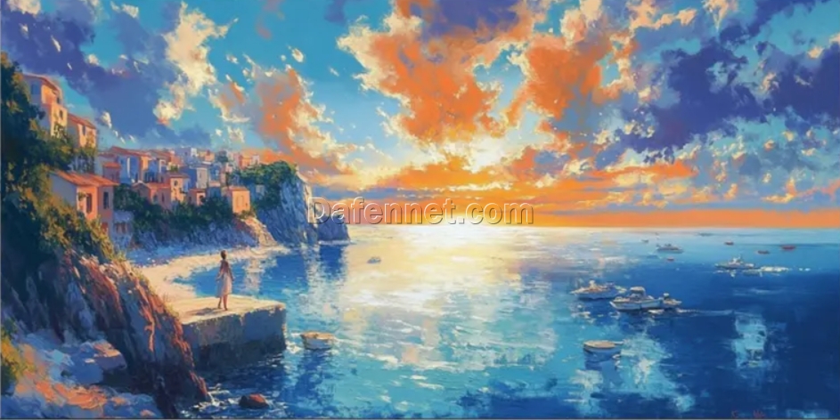 Custom 3D Textured Beach Sailboat Canvas Painting: Blue Minimalist Ocean Art for Living Rooms