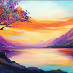 Dafen Village Exclusive! Hand - Painted Colored Tree Sunset Canvas — Original Textured Wall Art for Nature Lovers