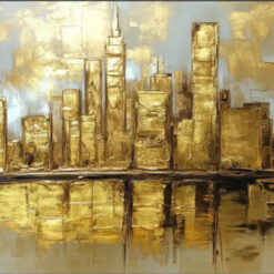 Tailor - Made Hand - Crafted Golden City Skyline Art: Infusing Modern Vibe into Your Home Wall Decor