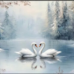 Dafen Village Exclusive! Hand - Painted White Swans & Snowscape Canvas: Impasto Textured Wall Art for Elegant Living Rooms