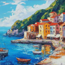 Dafen Village Original! Hand - Crafted 3D White Sailboat Art with Shell Architecture: Abstract Seascape Canvas for Coastal Homes