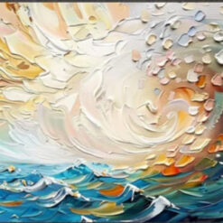 Dafen Village Exclusive! Hand - Painted Blue Ocean Landscape Canvas: 3D Abstract Textured Art for Bohemian Spaces