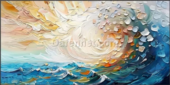 Dafen Village Exclusive! Hand – Painted Blue Ocean Landscape Canvas: 3D Abstract Textured Art for Bohemian Spaces