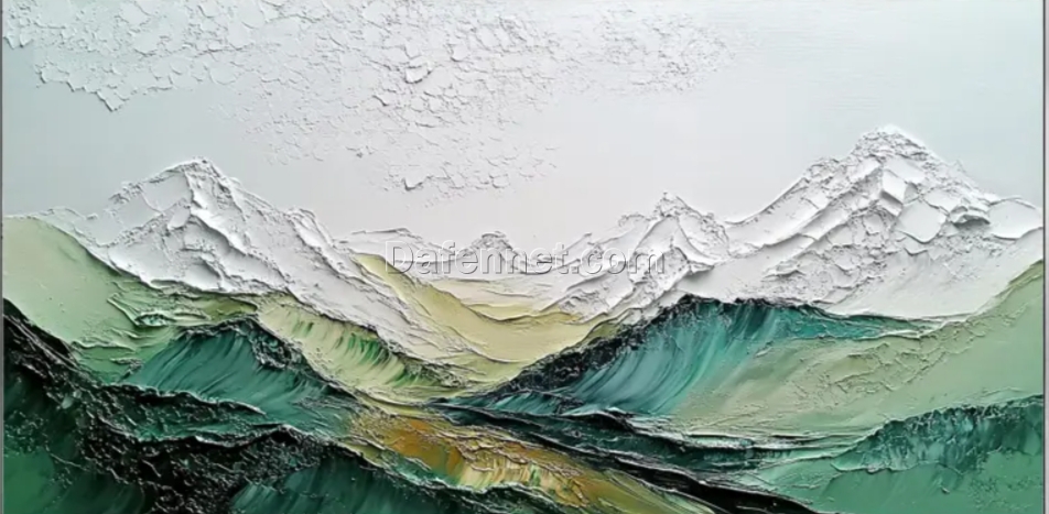 Dafen Village Exclusive! Hand – Painted 3D Green Mountain Landscape Canvas: Exquisite Foothill Art for Contemporary Living Rooms