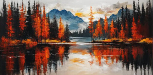 Dafen Village Original: Customizable Autumn Forest Canvas — 3D Textured Wall Art for Living Rooms