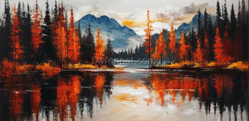 Dafen Village Original: Customizable Autumn Forest Canvas — 3D Textured Wall Art for Living Rooms