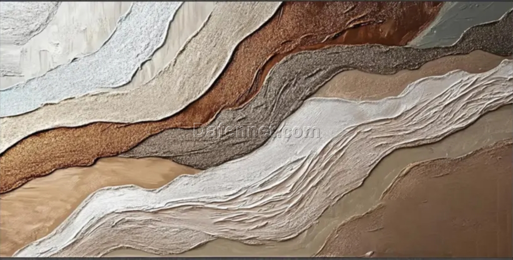 Dafen Village Original: Customizable 3D Wave Canvas — Minimalist Ocean Art for Wabi – Sabi Bedrooms