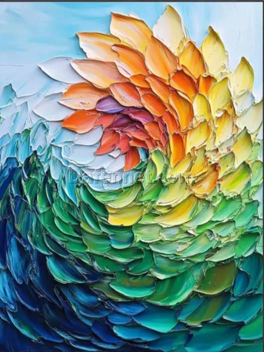 Dafen Village Exclusive! Customizable Color – Bursting Abstract Wave Wall Art: Large – Scale Ocean Canvas for Trendy Living Rooms