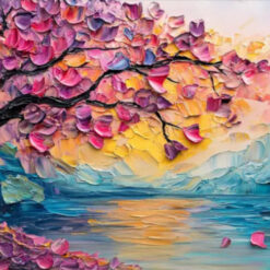 Dafen Village Exclusive! Custom Colorful Tree Landscape Canvas: Primitive Textured Art for Natural Homes