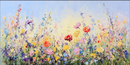 Dafen Village Exclusive! Custom 3D Abstract Floral Canvas: Primitive Textured Art for Spring – Ready Living Rooms