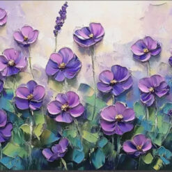 Dafen Village Custom 3D Textured Original Purple Floral Oil Painting for Stylish Living Rooms