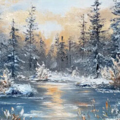 Handmade 3D Winter Landscape Artwork by Dafen Village: Original Forest Scene with Cedar Trees for Interior Spaces