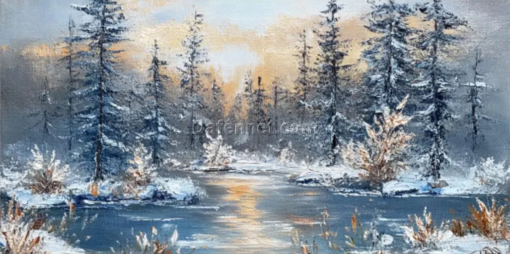 Handmade 3D Winter Landscape Artwork by Dafen Village: Original Forest Scene with Cedar Trees for Interior Spaces