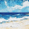 Dafen Village Custom 3D Blue Ocean Canvas: Minimalist Wave Painting for Wabi - Sabi Bedroom Decor