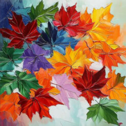 Dafen Village Custom 3D Impressionist Autumn Leaf Canvas: Lively Fall Foliage Art for Large Living Rooms