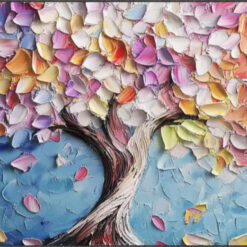 Dafen Village Custom Primitive Tree Oil Painting: Heavy - Textured Hand - painted Art for Living Room and Dining Area