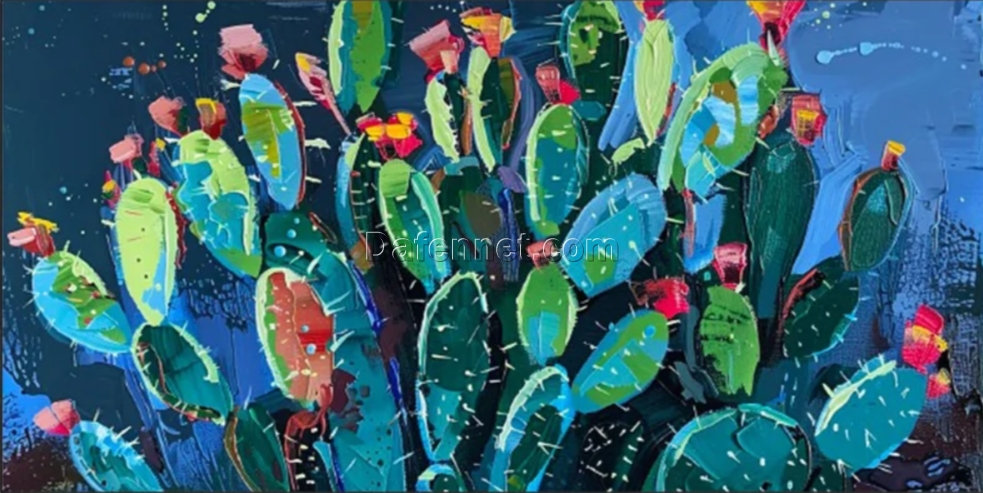 Dafen Village Studio’s Original 3D Wall Art: Customizable Cactus Painting on Canvas as the Perfect Gift