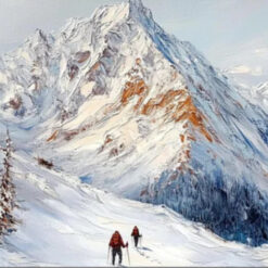 Dafen Village Custom Large-Scale 3D Hiking Snowy Mountain Oil Painting: Ideal Wall Art for Living Rooms and Hotels