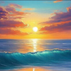 Dafen Village Custom Canvas: Original Blue Ocean Wall Art with Textured Finish for Living Room Decor