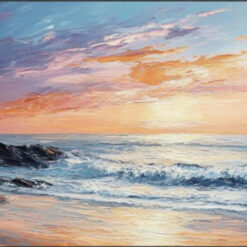 Dafen Village Custom Canvas: 3D Textured Beach Seascape Art on Thin Canvas for Bohemian & Minimalist Living Rooms