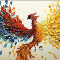 Dafen Village Custom Canvas: Original Phoenix Painting with Vibrant Feather Textures for Modern Living Room Decor