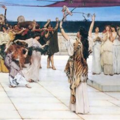 Sir Lawrence Alma - Tadema's 'A Dedication to Bacchus' - 1889 Inspired Romantic Mythological Genre Oil on Canvas, Dafen Village's Exact - Sized 77.5 x 177.5 cm High - Quality Reproduction for Art Enthusiasts