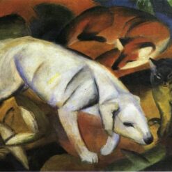 Inspired by Franz Marc – A Dog | Hand-Painted Oil Painting | Expressionist Animal Art | DaFen Village Studio