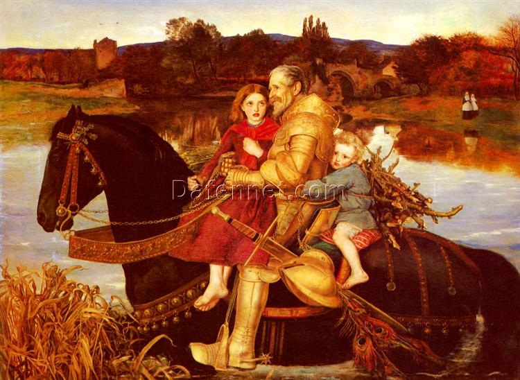 Authentic – Looking Reproduction of John Everett Millais’ “A Dream of the Past: Sir Isumbras at the Ford” (1857) – Oil Painting from Dafen Village Celebrating Romanticism and Literary Narrative, Coveted by Art Collectors Searching on Google