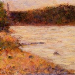 Exquisitely Hand-Painted Oil on Wood Replica of Georges Seurat's 'A River Bank (The Seine at Asnières)' - A Delightful Impressionist Landscape by Dafen Village Artists for Art Aficionados and River Scene Enthusiasts
