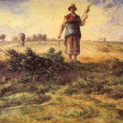 High-Quality Reproduction of Jean-Francois Millet's "A Shepherdess And Her Flock" - Realist Genre Oil Painting from Renowned Dafen Village Studios for Art Collectors