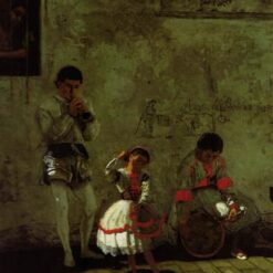 Authentic-Looking Realist Genre Painting "A Street Scene in Sevilla" (1870) by Thomas Eakins - Dafen Village Creation, Oil Painting for Home and Office Spaces, Adored by Art Aficionados and Spanish Culture Enthusiasts