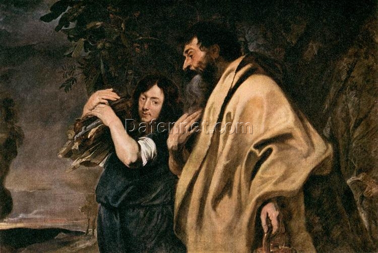 Dafen Village Hand-Painted “Abraham and Isaac” INSPIRED BY Anthony van Dyck’s c.1617 Baroque Religious Masterpiece for Art Lovers