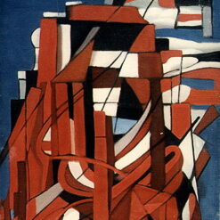 Abstract Composition in Red and Blue I" – Tamara de Lempicka 1953 Cubist Oil on Canvas