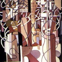 Abstract Composition with Balustrade" – Cubist Oil Painting by Tamara de Lempicka