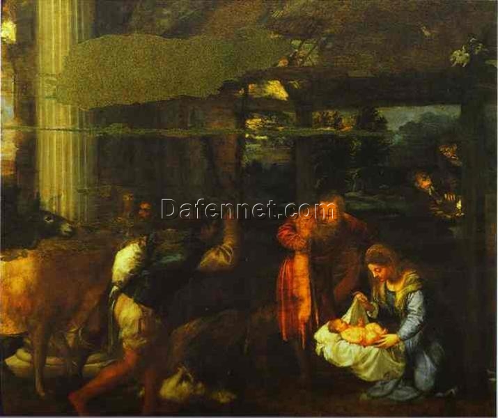 Adoration of the Shepherds by Titian – High Renaissance Religious Painting Reproduction