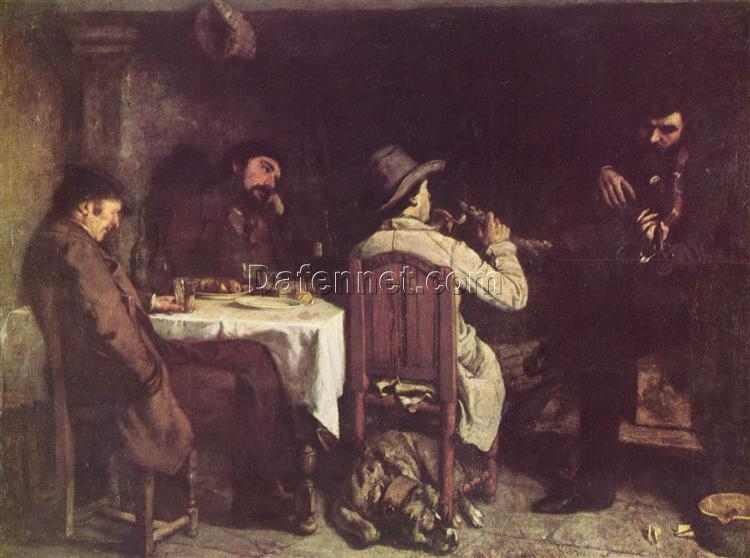 Exquisite Dafen Village Replica of Gustave Courbet’s ‘After Dinner at Ornans’ – Ideal for Realism Genre Painting Enthusiasts and Art Collectors
