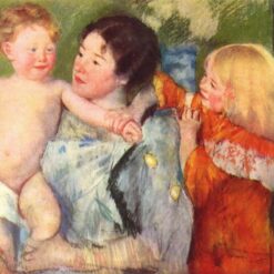 Charming Mary Cassatt's 'After the bath' (c.1901) Oil on Canvas Replica - Capturing the Essence of Impressionist Domestic Bliss