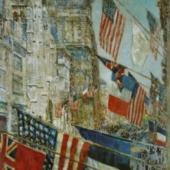 High - Quality Replica of Childe Hassam's "Allies Day, May 1917" - Oil Painting Inspired by the National Gallery of Art's Masterpiece | Dafen Village's Finest Artisans Capture the Essence of the Impressionist Cityscape for Art Lovers Seeking Authentic - Looking Artwork