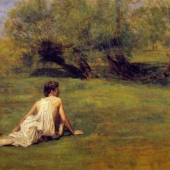 Hand-Painted Replica of Thomas Eakins' "An Arcadian" (c.1883) - Delightful Realist Genre Oil Painting on Canvas from Dafen Village, Ideal for Art Lovers and Those Enamored with Idyllic Scenes