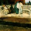 Exquisitely Hand-Painted Oil on Canvas Inspired by Sir Lawrence Alma-Tadema's 'An Exedra' (1869) - A Charming Romantic Genre Replica by Dafen Village Artists for Art Aficionados and Ancient Architecture Enthusiasts