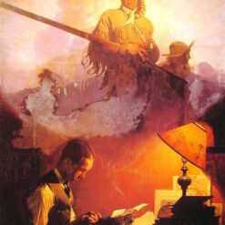 Dafen Village Presents: Inspired by 1923 Norman Rockwell's 'And Daniel Boone Comes to Life on the Underwood Portable' - Regionalism Oil Canvas Artwork