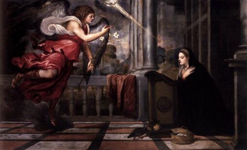 Titian’s Annunciation – Religious Oil Painting Reproduction by DaFen Village Studio