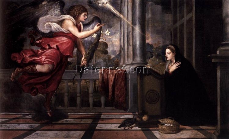 Titian’s Annunciation – Religious Oil Painting Reproduction by DaFen Village Studio