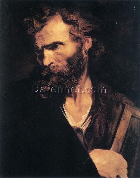Dafen Village Hand-Painted “Apostle Jude” INSPIRED BY Anthony van Dyck’s 1619 – 1621 Baroque Religious Tronie for Art Lovers