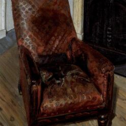 Authentic Reproduction of Lucian Freud's 1997 'Armchair by the Fireplace' - Expressionist Interior Oil Painting