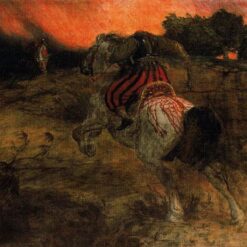 Dark Fantasy Oil Painting Inspired by Böcklin – "Astolf Rides Away with His Head Lost" Mythological Art for Vintage & Allegorical Décor | DaFen Village Studio