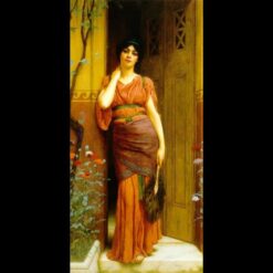 Authentic - looking 'John William Godward Inspired' Oil Portrait of 'At the Garden Door' from 1901, Hand - crafted in Dafen Village for Neoclassical Portrait and Fine Art Collectors