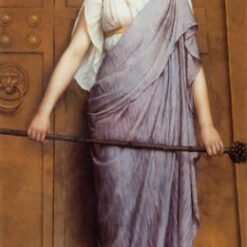 Majestic Hand - painted Oil Reproduction of 'At the Gate of the Temple' INSPIRED BY John William Godward's 1898 Neoclassical Portrait, from Dafen Village for Art Connoisseurs and Neoclassical Enthusiasts