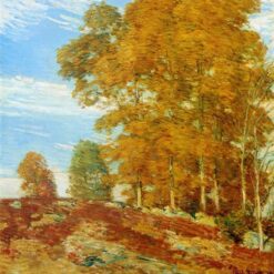 Dafen Village Inspired Reproduction of Childe Hassam's "Autumn Hilltop, New England" (1906) - High - Quality Impressionist Landscape Oil Painting for Sale, Ideal for Art Collections and Interior Designers Seeking Seasonal Scenes